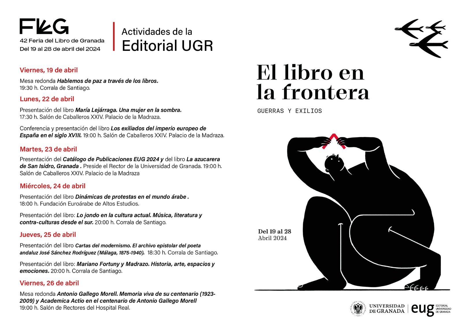 Programa de la EUG durante la Feria del Libro de Granada