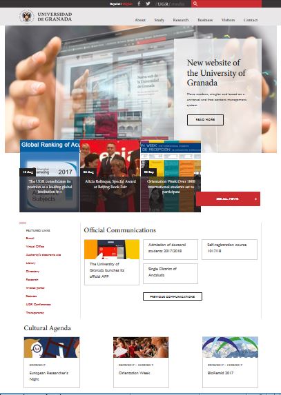 New webpage of the University of Granada