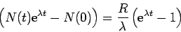 \begin{displaymath}\left(N(t){\rm e}^{\lambda t} - N(0)\right)
= \frac{R}{\lambda}\left({\rm e}^{\lambda t}-1\right)
\end{displaymath}