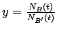 $y= \frac{N_B(t)}{N_{B'}(t)}$