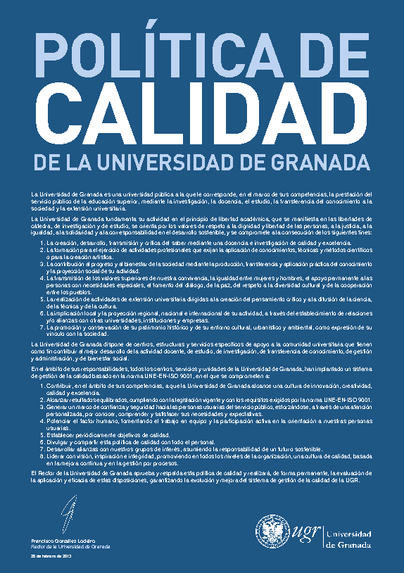 Notorio Porque cliente Política de calidad - Archivo Universitario de Granada