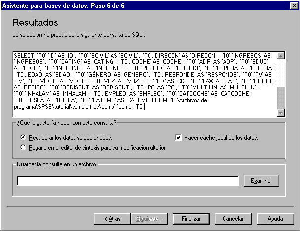 Cuadro de diálogo Resultados