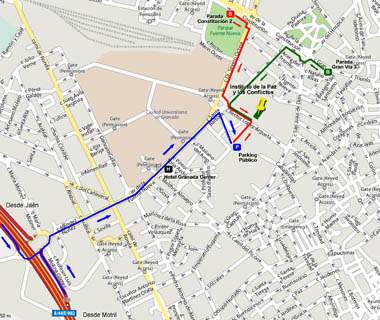 Indicaciones para llegar al instituto en coche o a pie.