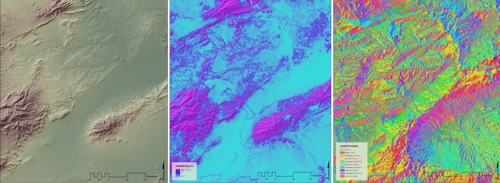 Modelo Digital del Terreno, Mapa de pendientes y mapa de orientaciones