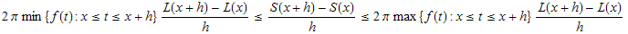 2&pi; min {f(t) : x&le;t&le;x + h} (L(x + h) - L(x))/h&le; (S(x + h) - S(x))/h&le;2&pi; max {f(t) : x&le;t&le;x + h} (L(x + h) - L(x))/h