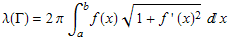 &lambda;(&Gamma;) = 2&pi;&int;_a^bf(x) (1 + f ' (x)^2)^(1/2) x