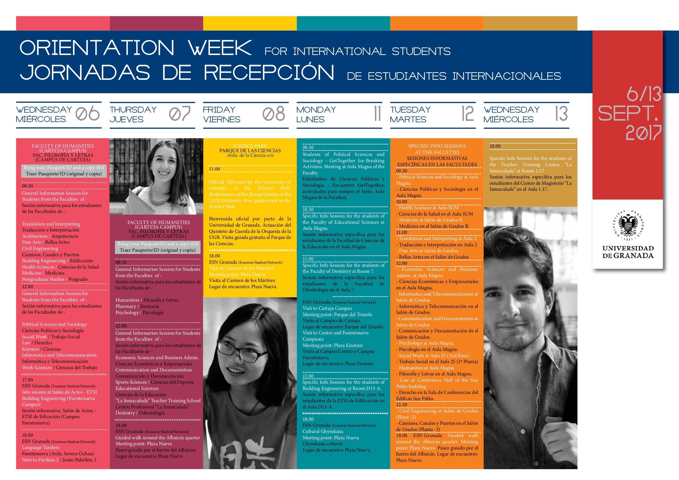Cartel de las jornadas de recepción para alumnos internacionales