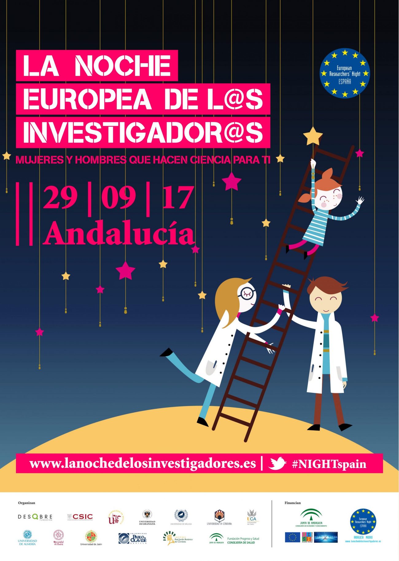 cartel de la noche europea de los investigadores