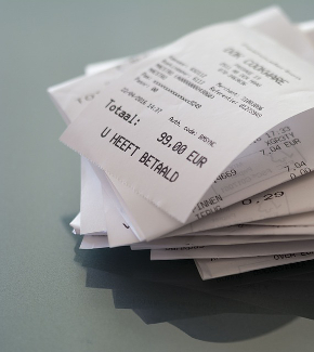 A stack of receipts