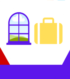 A window and a suitcase