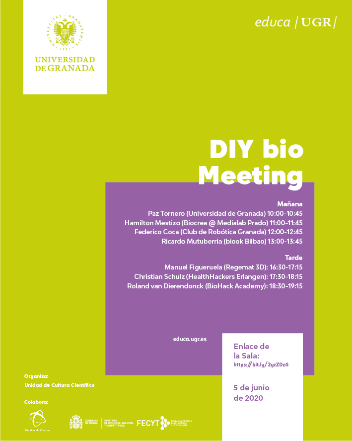 cartel del evento virtual DIYbio Meeting GRX
