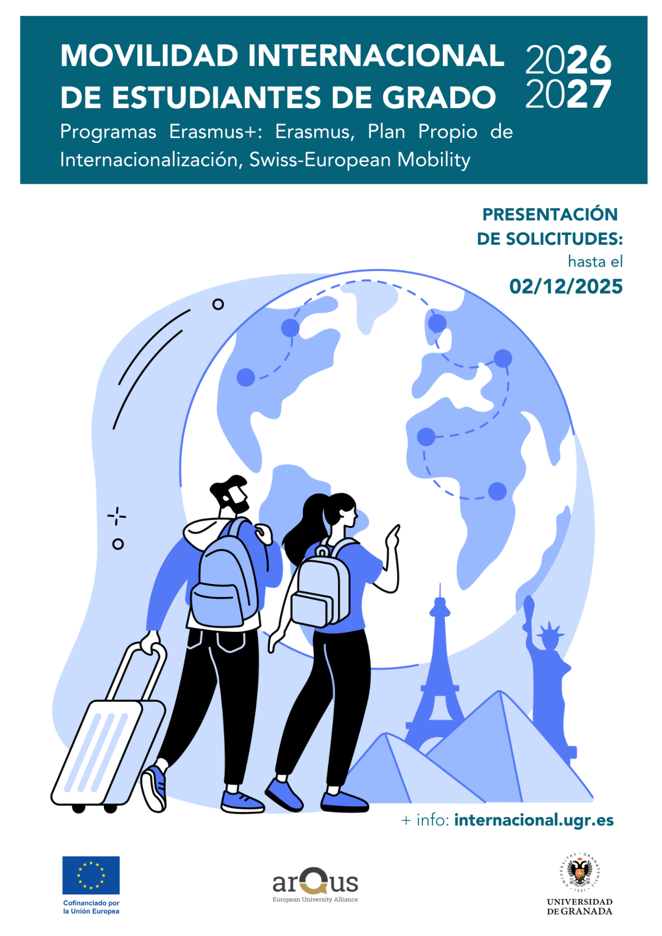 El estudiantado de grado de la UGR ya puede solicitar plaza de movilidad internacional