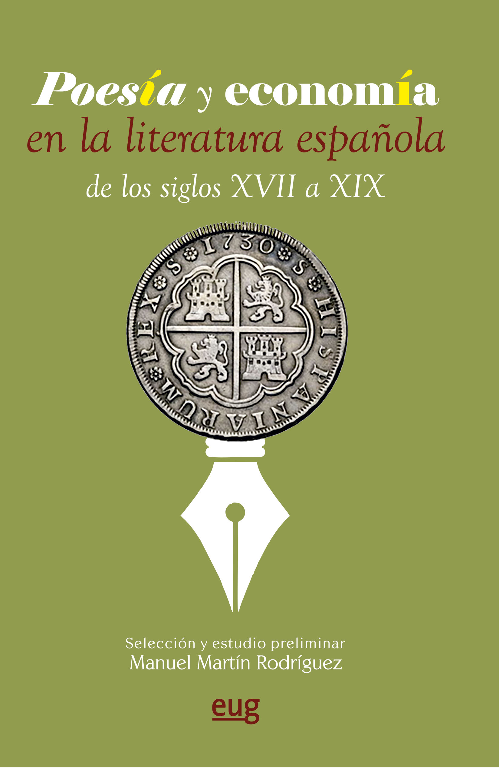 Plumier con blasón como portada del Poesía y economía en la literatura española de los siglos XVII a XIX