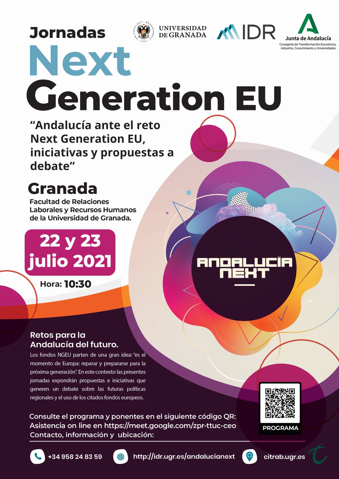 cartel de las Jornadas Next Generation EU, “Andalucía ante el reto NGEU"