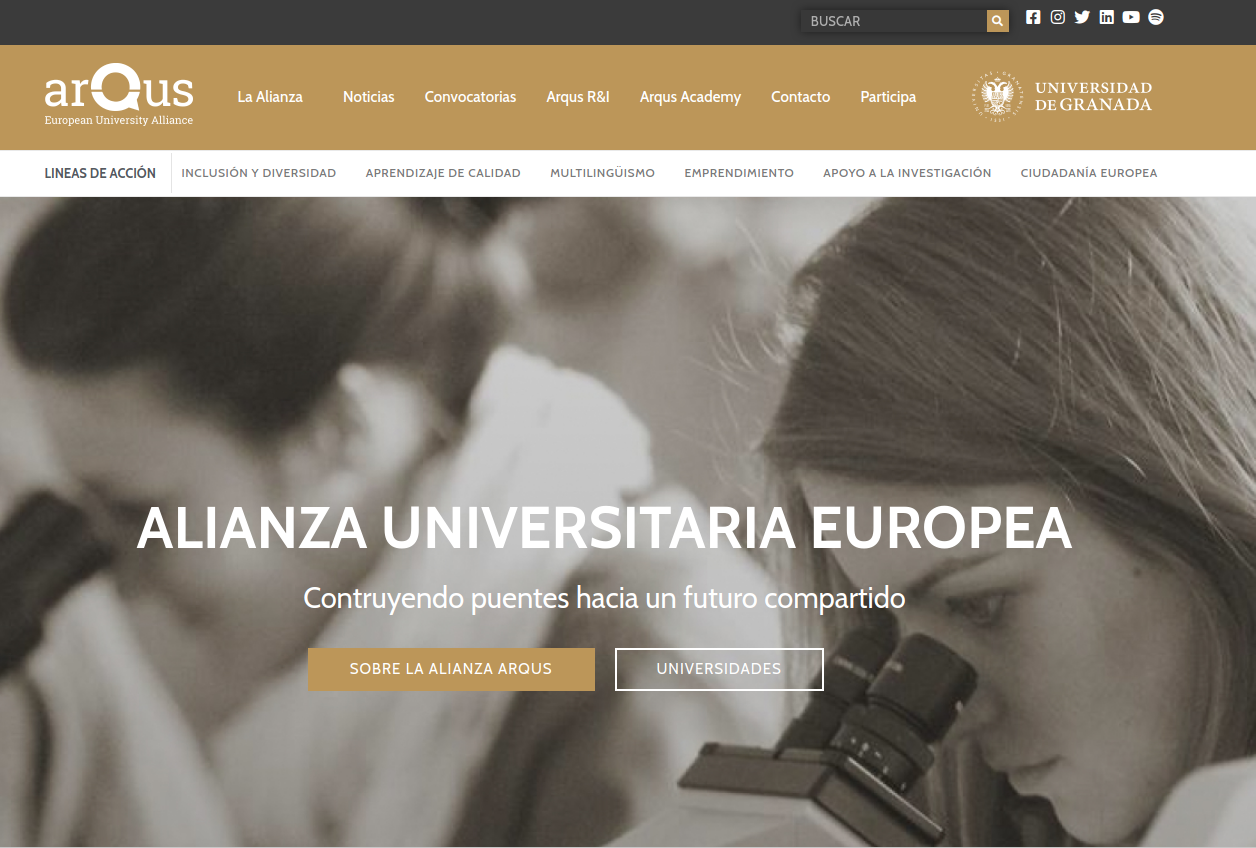 captura de pantalla de la versión española de la web de Arqus
