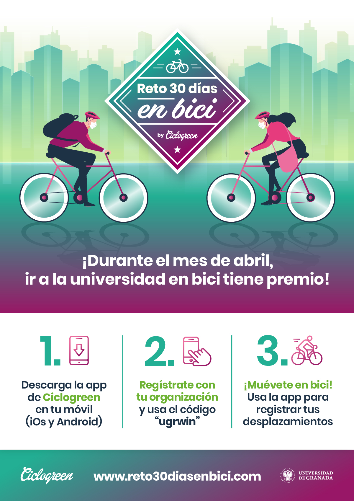 cartel  reto «30 días en bici» en la UGR