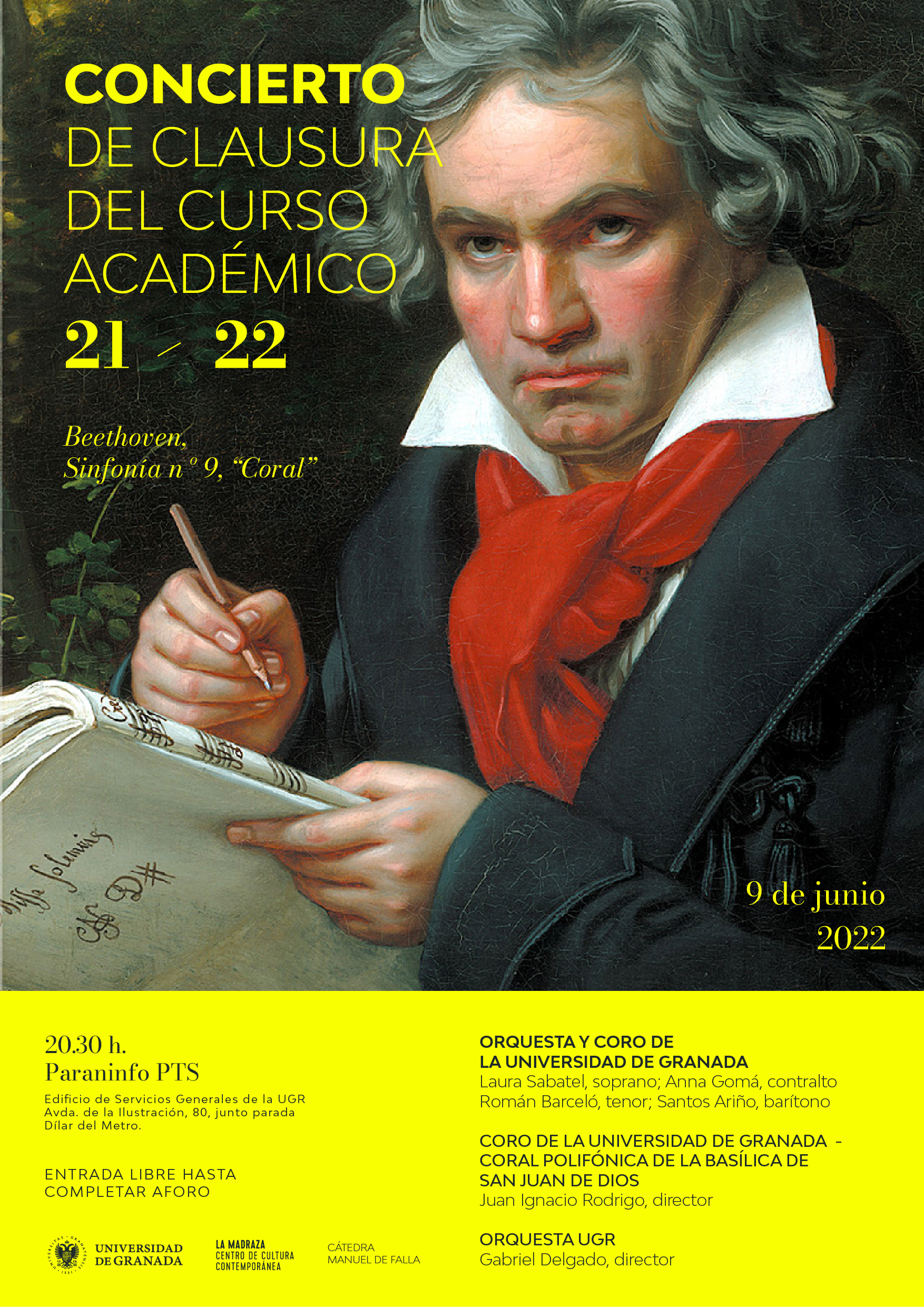 Concierto de clausura del curso académico 2021/2022. Retrato de Beethoven