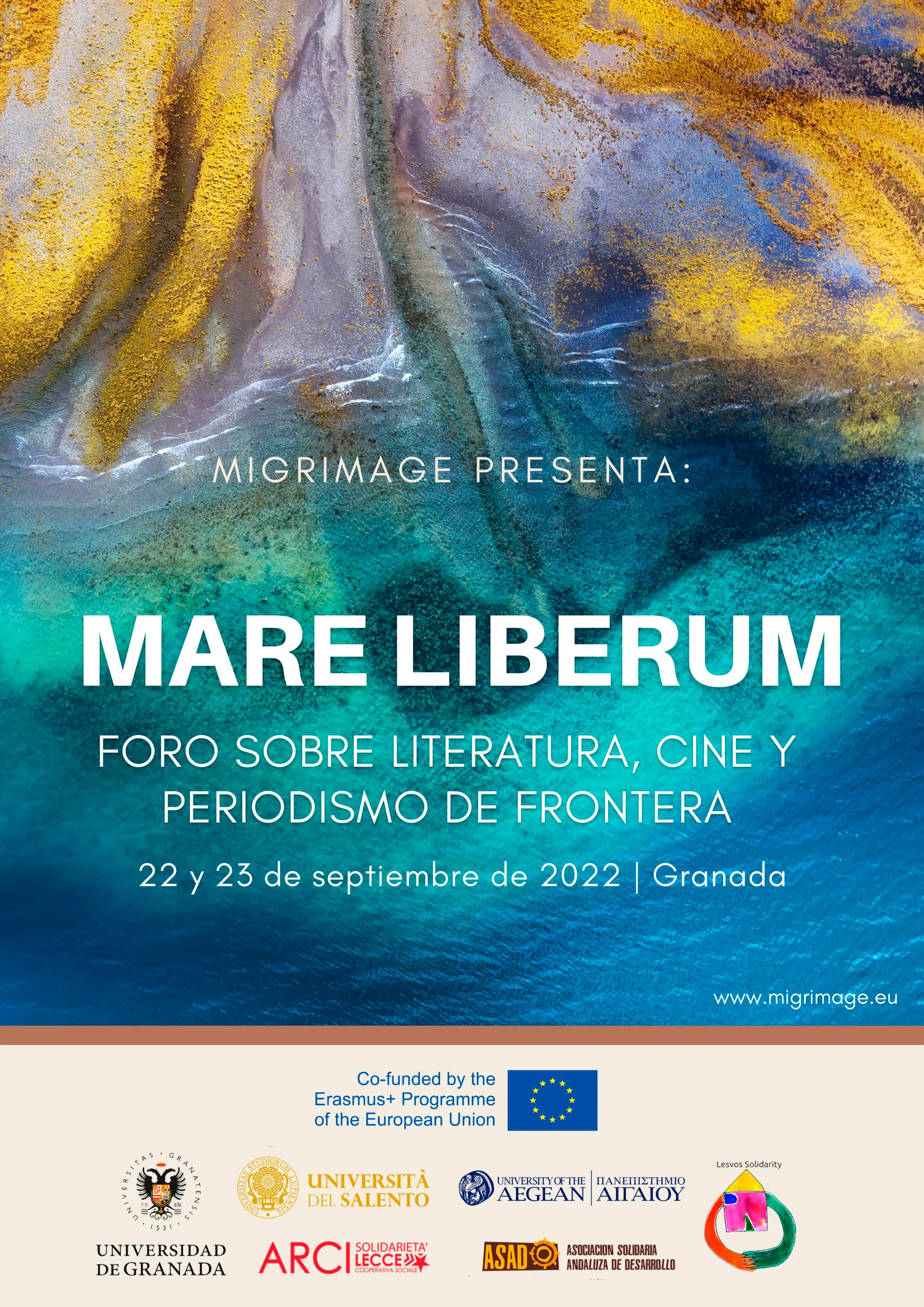 cartel anunciado de  “Mare Liberum”, un foro sobre literatura, cine y periodismo de frontera