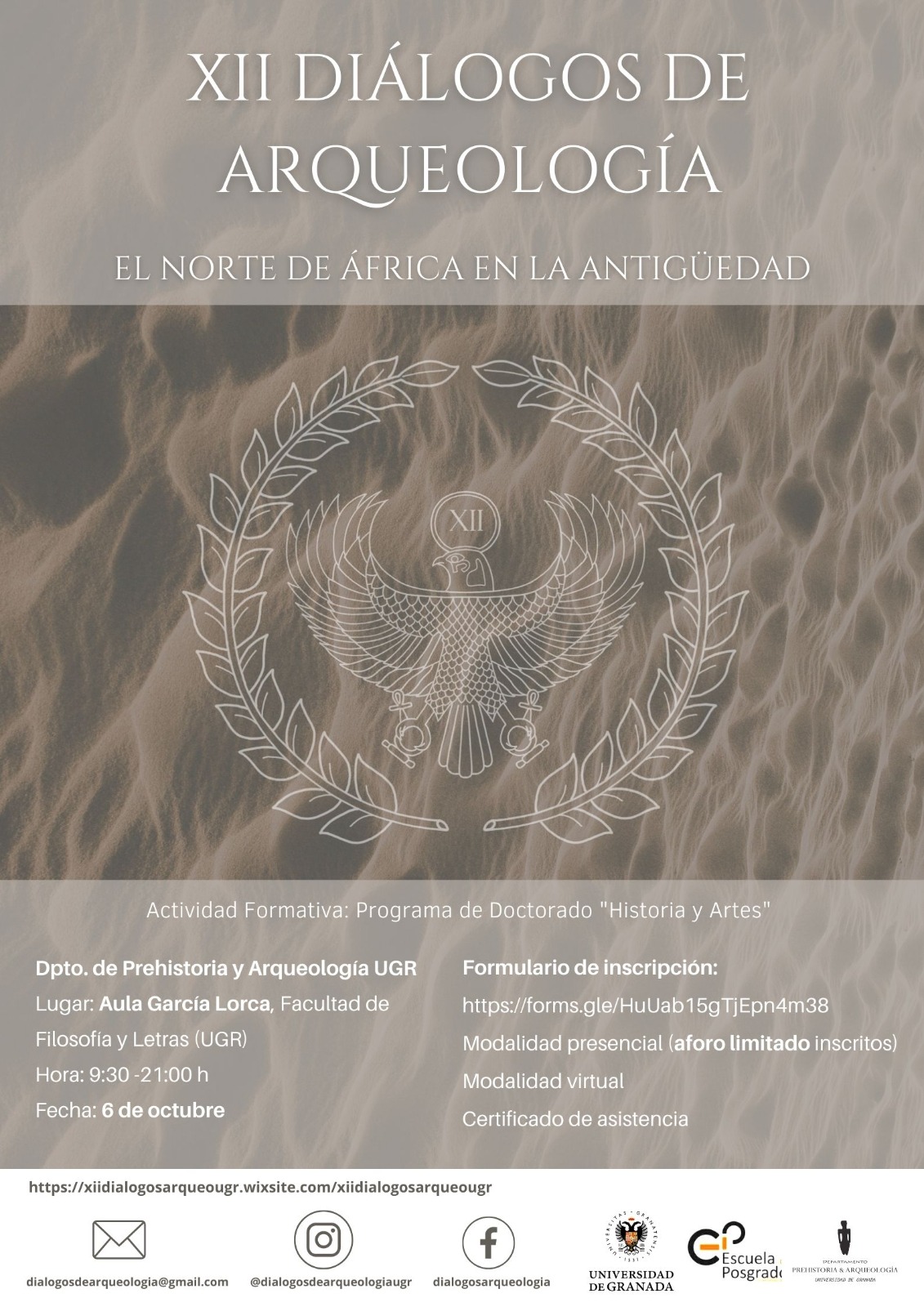 cartel del XII Diálogos de Arqueología bajo el título “El Norte de África en la Antigüedad”