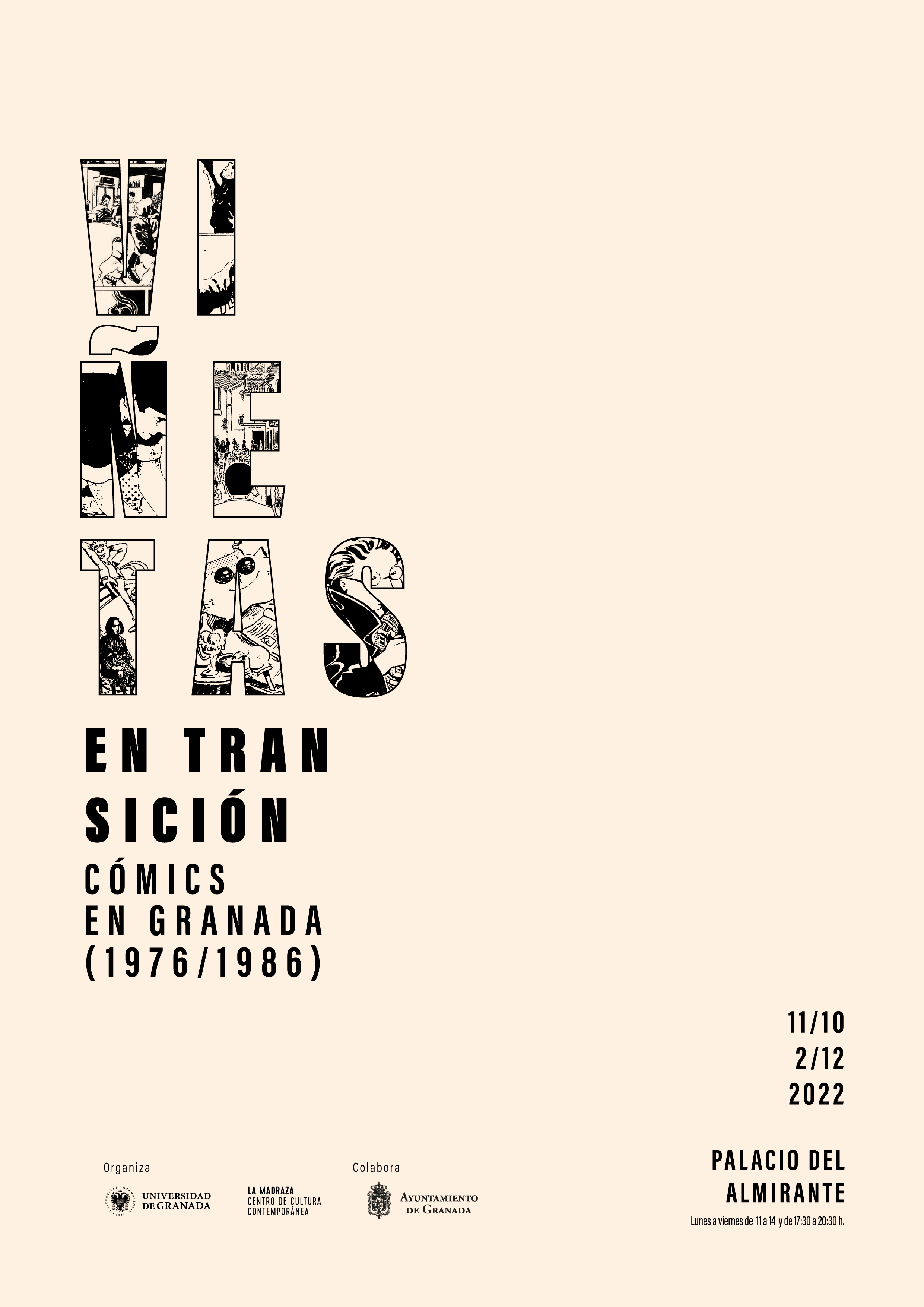 cartel de la exposición " ‘Viñetas en Transición. Cómics en Granada (1976-1986)"