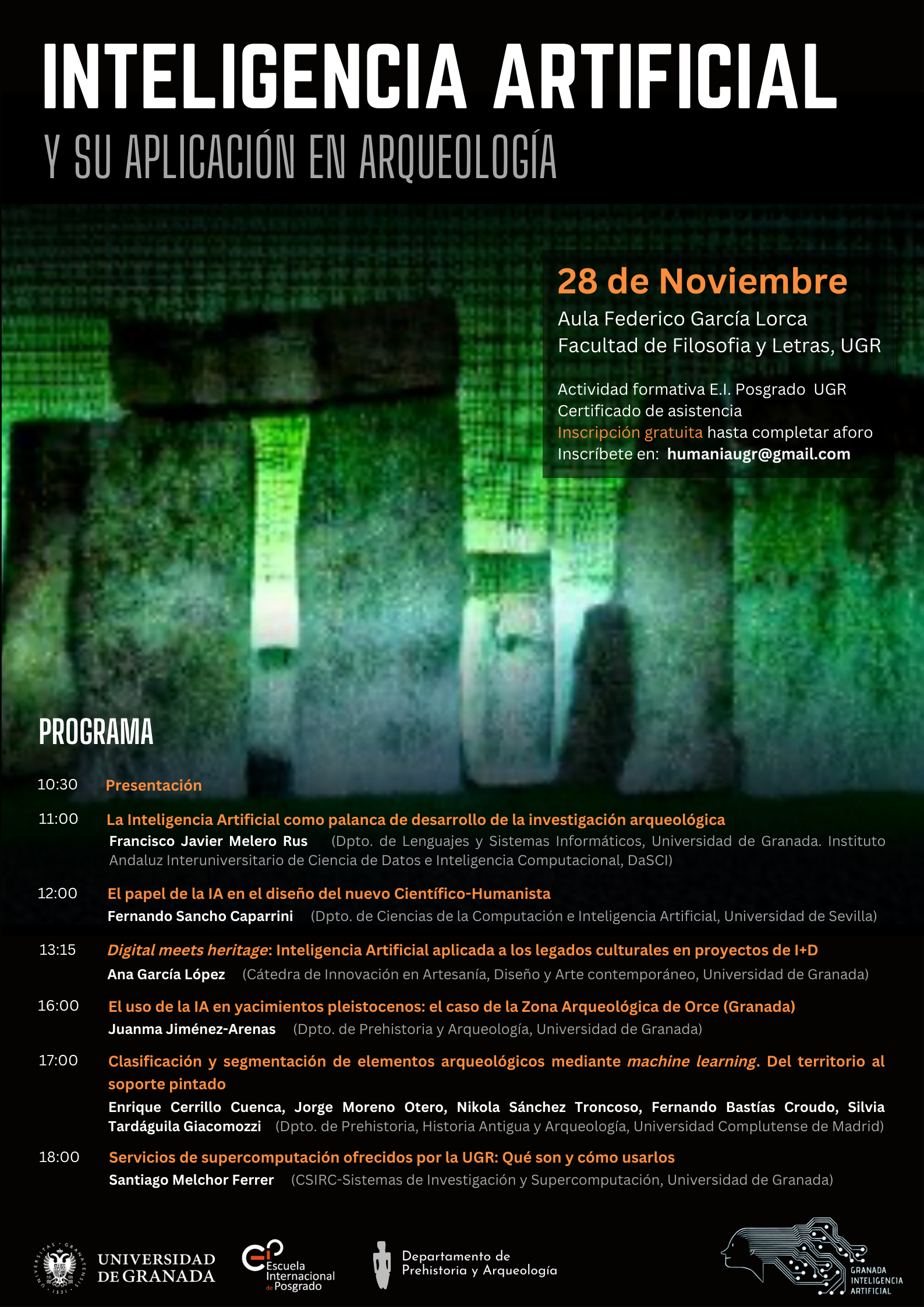 cartel de la Jornada ‘Inteligencia artificial y su aplicación en arqueología
