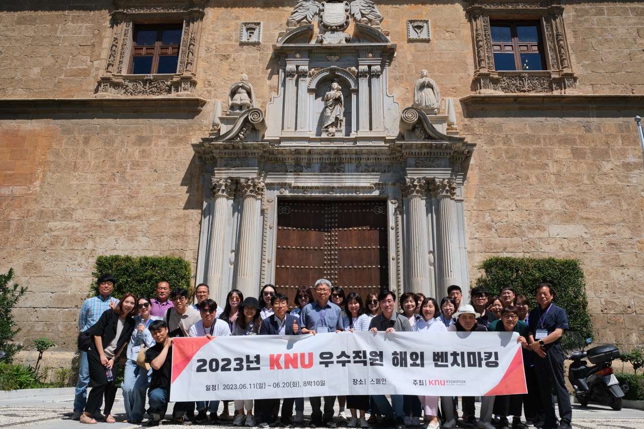 delegación Universidad Nacional Kyungpook de Corea del Sur en las puertas de Hospital Real