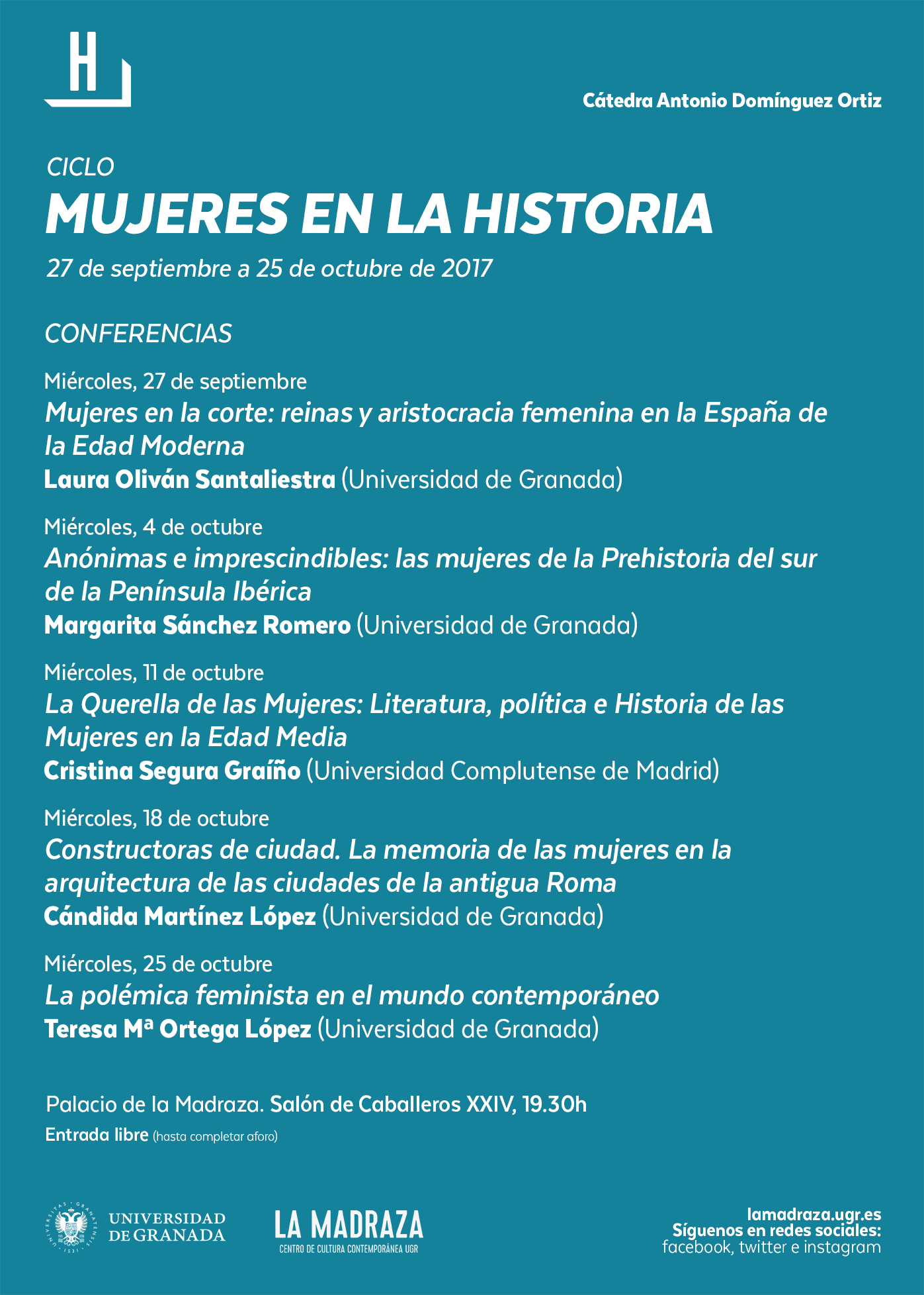 Cartel de la conferencia Mujeres en la Historia