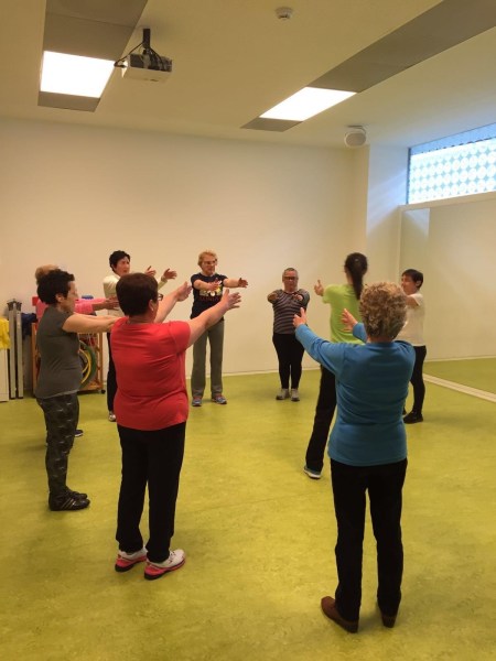 Patients completing exercises