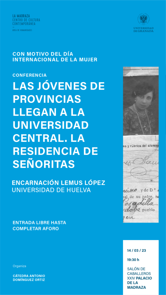 Cartel con texto "Las jovenes de provincia llegan a la universidad"