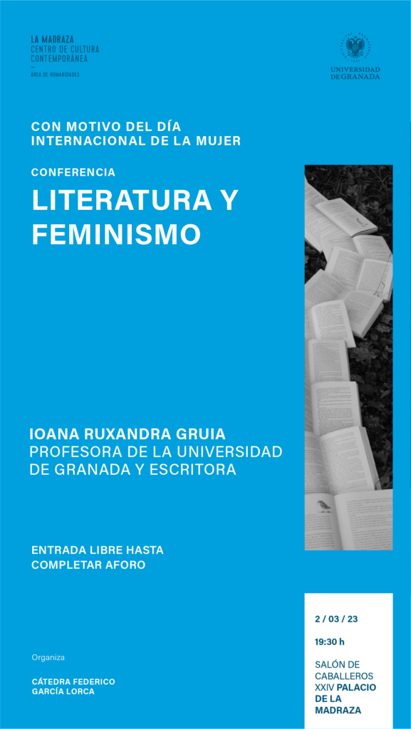 Cartel con el texto "Literatura y feminismo"