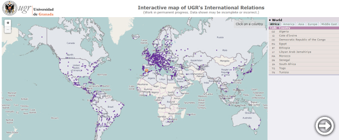 UGR's International relations map