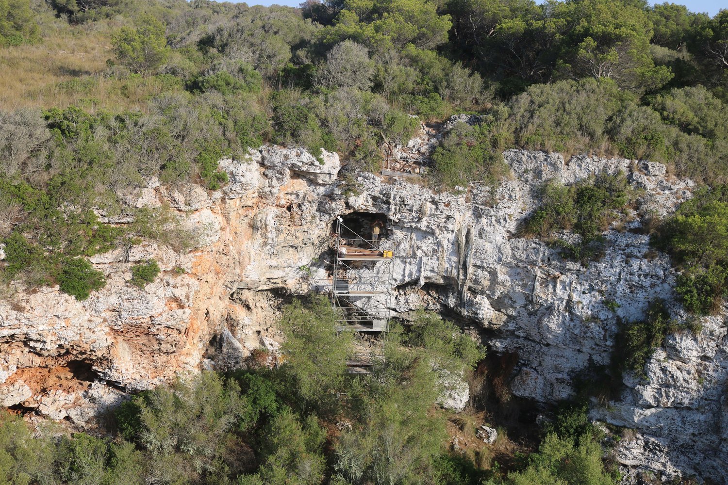 View of the entrance to Biniadris Cave in Menorca
