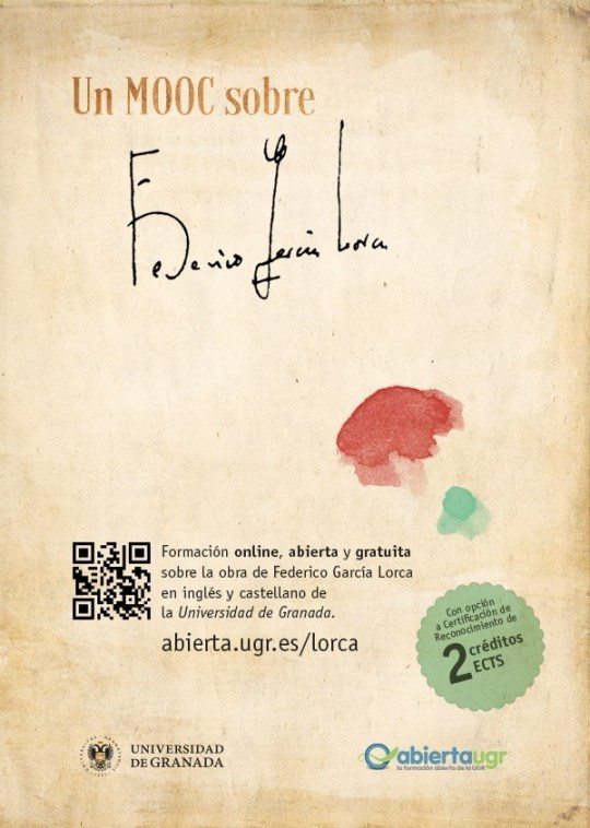La UGR ofrece la III edición del curso sobre Federico García Lorca online, abierto, bilingüe y...