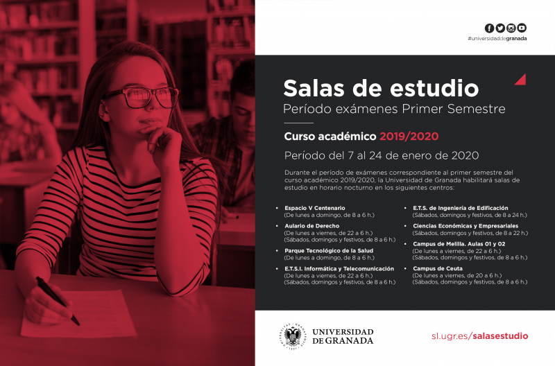 Salas de estudio abiertas en el Período de Exámenes en la UGR 2020