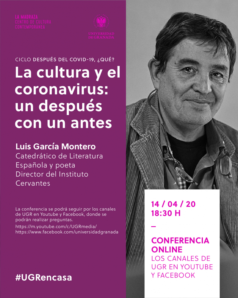 fotografía en blanco y negro de Luis García Montero que acompaña al cartel