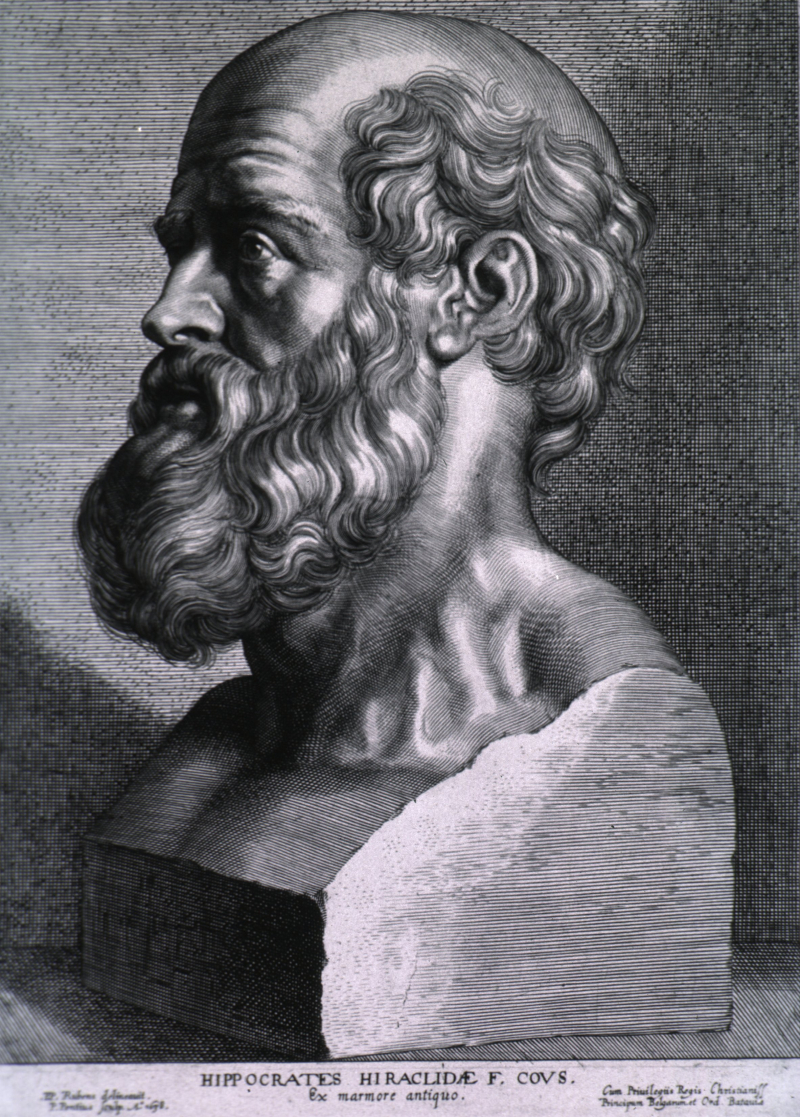 Grabrado de un retrato de Hipócrates