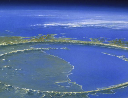 Simulación cráter Chicxulub, en la Península de Yucatán, México