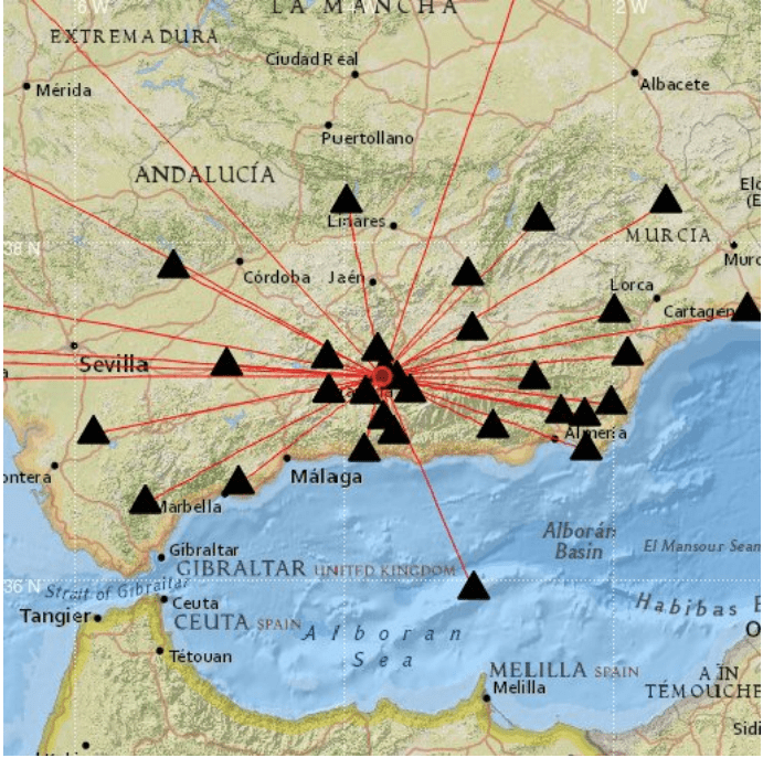 Mapa de intensidades del terremoto