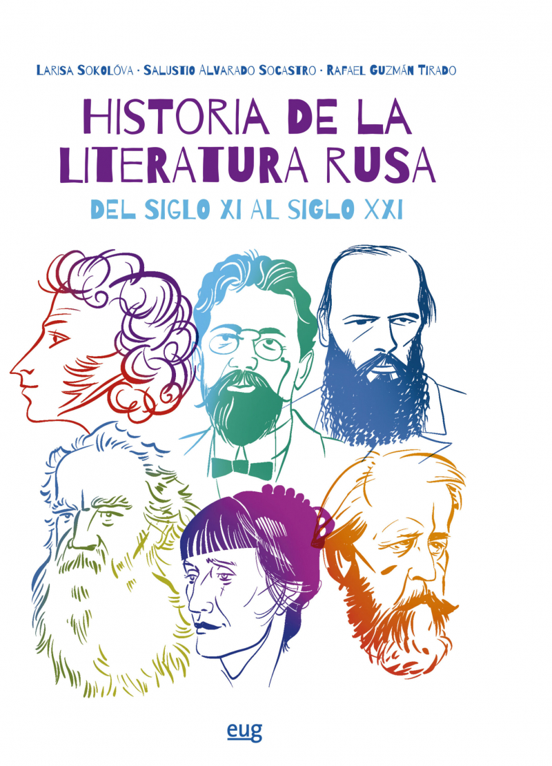 Retratos de escritores clásicos rusos en diversos colores 