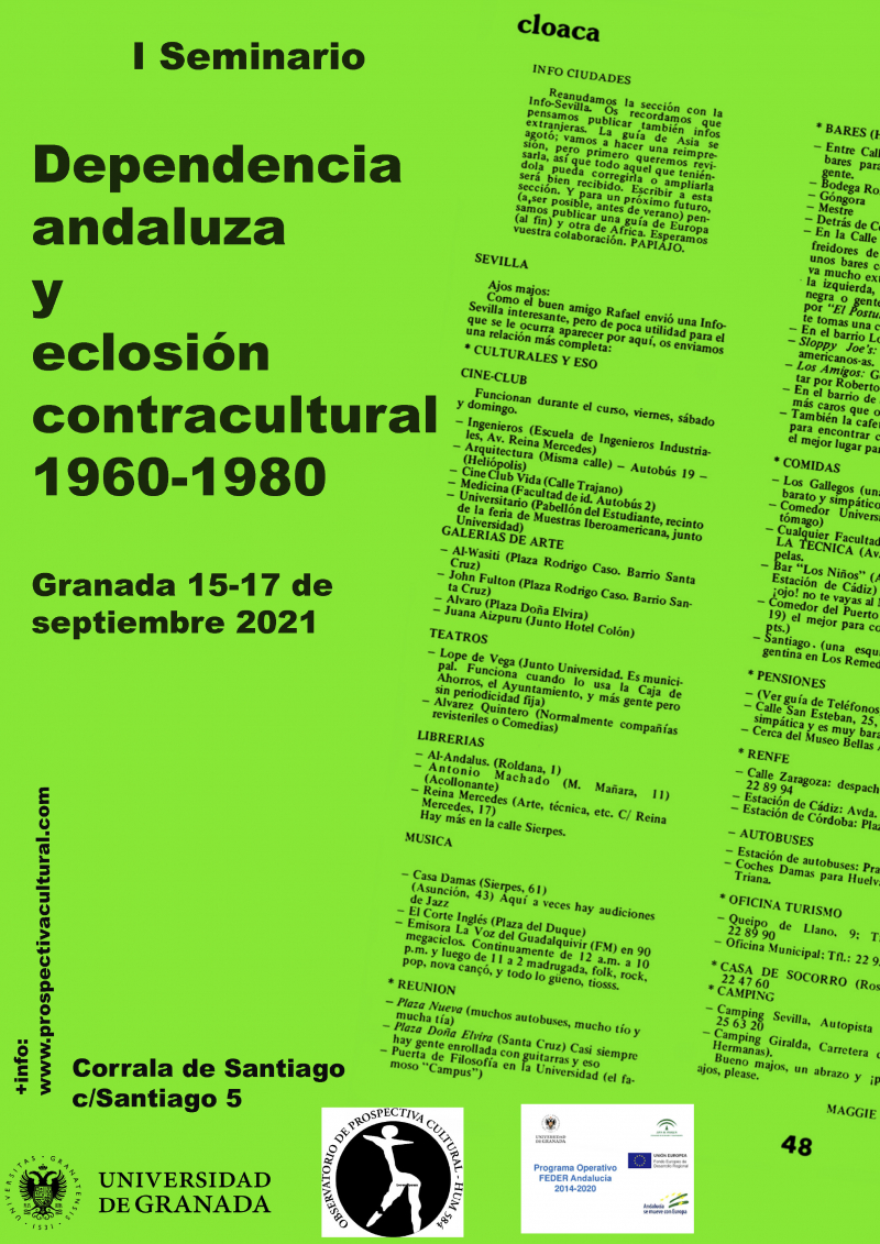 cartel del evento, simulando un programa cultural de mediados de los 70
