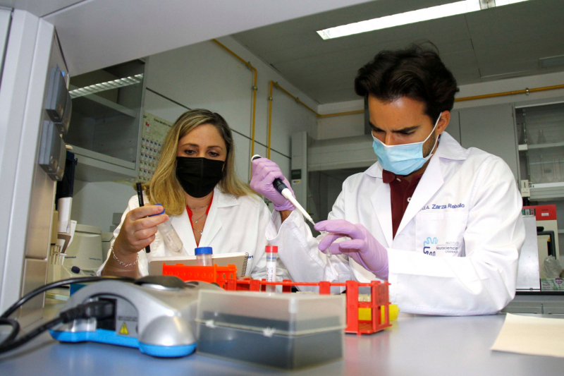 investigadores de la UGR en el laboratorio analizando muestras