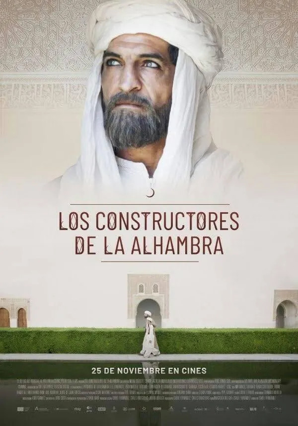 cartel de ‘Los constructores de la Alhambra’. Foto del actor protagonista caracterizado de rey nazarí