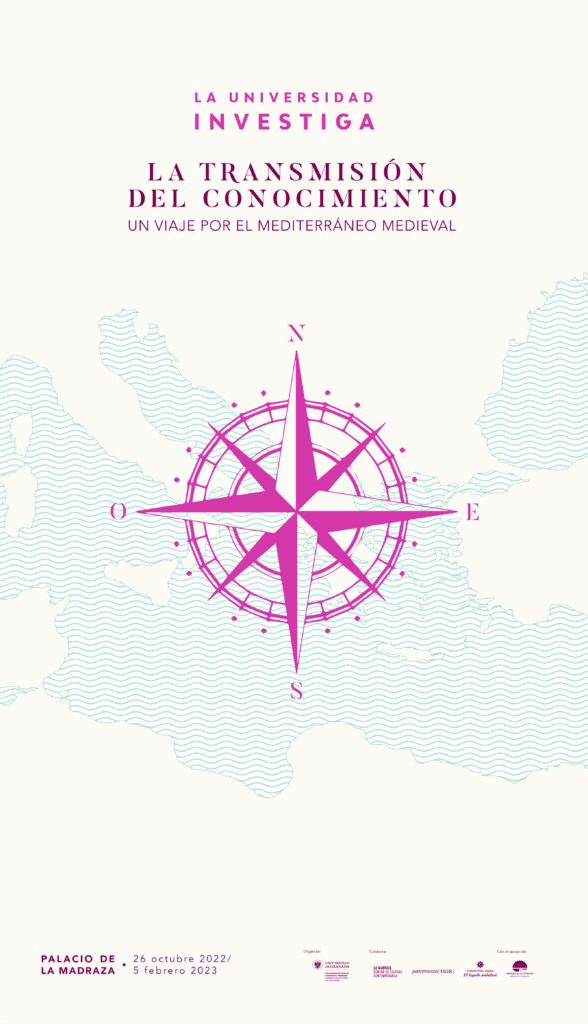 cartel de la exposición "La transmisión del conocimiento. Un viaje por el Mediterráneo medieval"