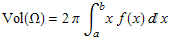 Vol(&Omega;) = 2&pi;&int;_a^bx f(x) x