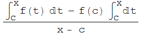 (∫_c^xf(t) t - f(c) ∫_c^xt)/(x - c)