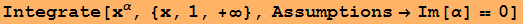 Integrate[x^α, {x, 1, +∞}, Assumptions→Im[α] == 0]