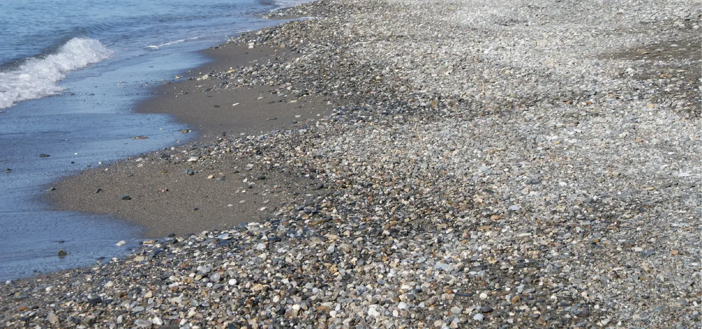 Gravel on a mixed sand and gravel beach (Granada, Spain)