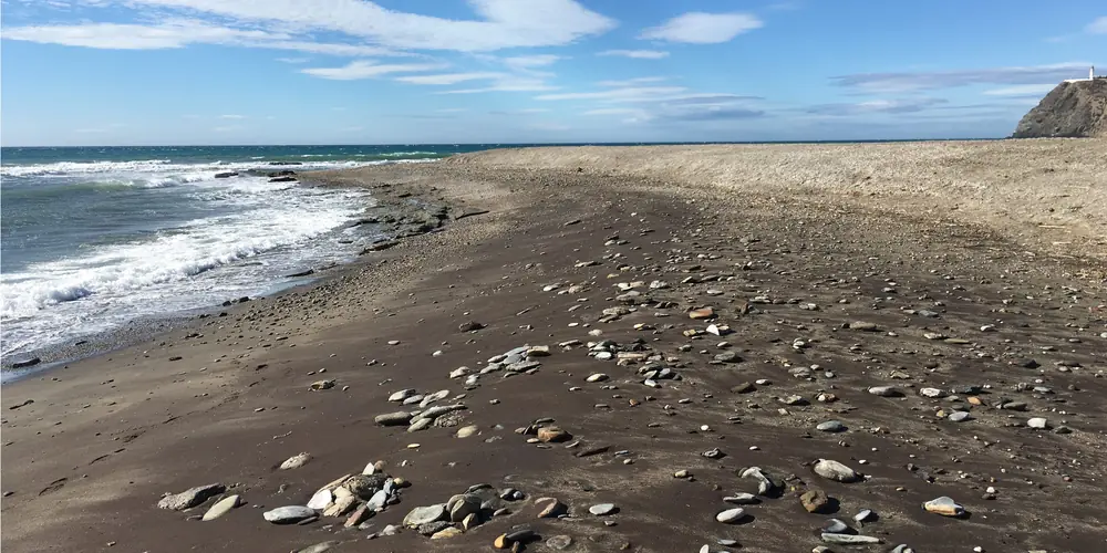 Mixed sand and gravel beach on the Mediterranean coast